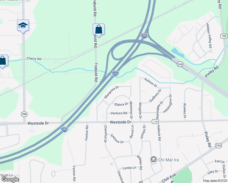 map of restaurants, bars, coffee shops, grocery stores, and more near 141 Westmar Drive in Rochester