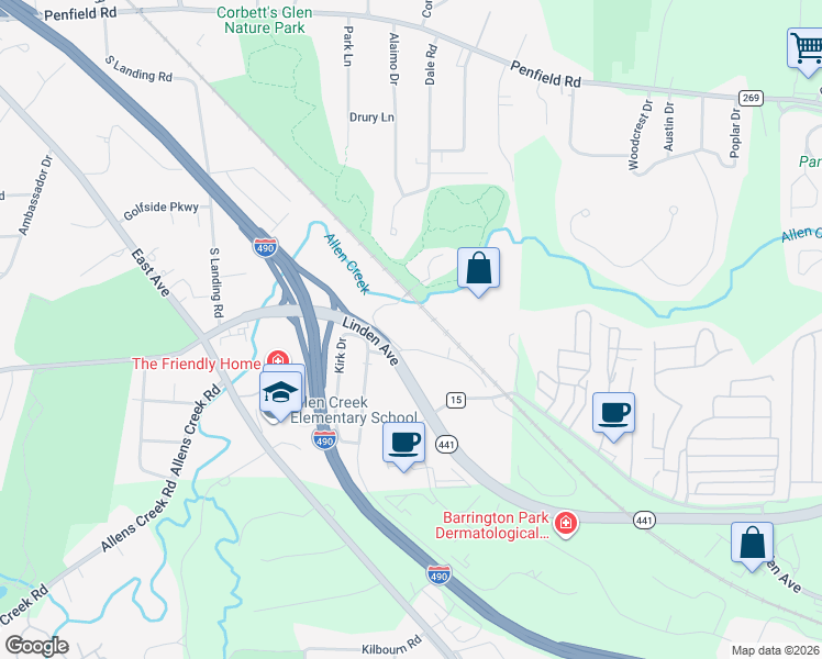 map of restaurants, bars, coffee shops, grocery stores, and more near 26 Astor Drive in Brighton