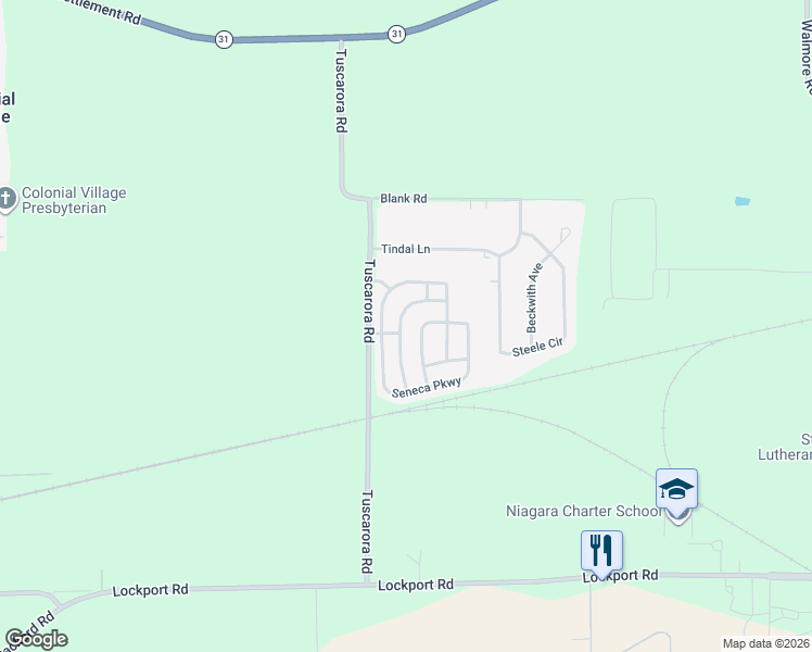 map of restaurants, bars, coffee shops, grocery stores, and more near 4242 Mohawk Parkway in Niagara County