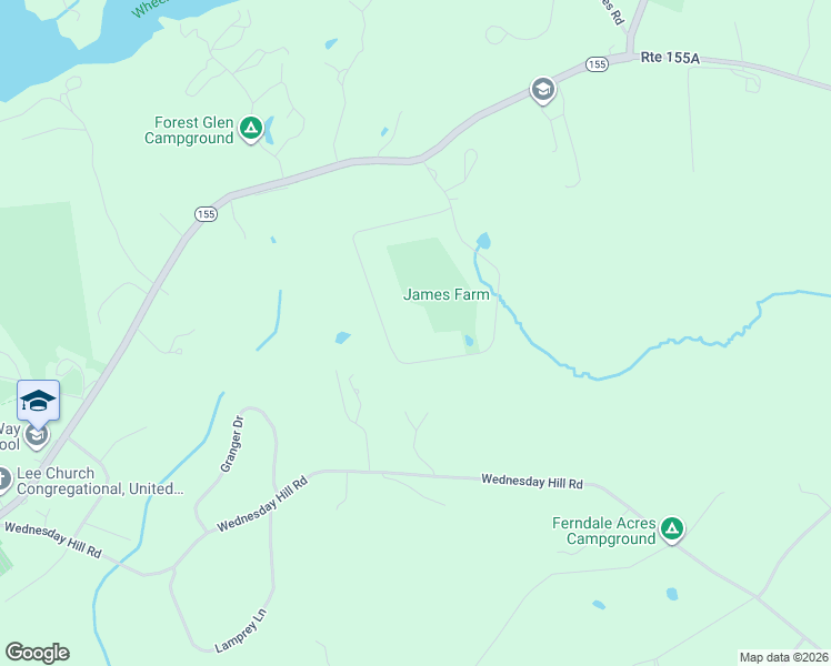 map of restaurants, bars, coffee shops, grocery stores, and more near 26 James Farm Road in Lee