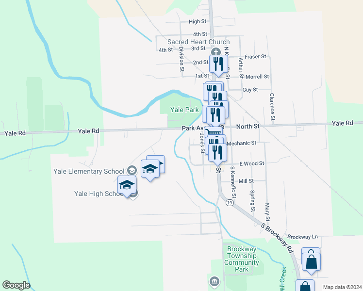 map of restaurants, bars, coffee shops, grocery stores, and more near 143-215 Park Avenue in Yale