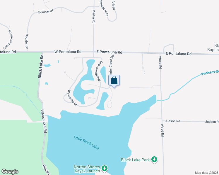 map of restaurants, bars, coffee shops, grocery stores, and more near 10 Watershore Drive in Norton Shores
