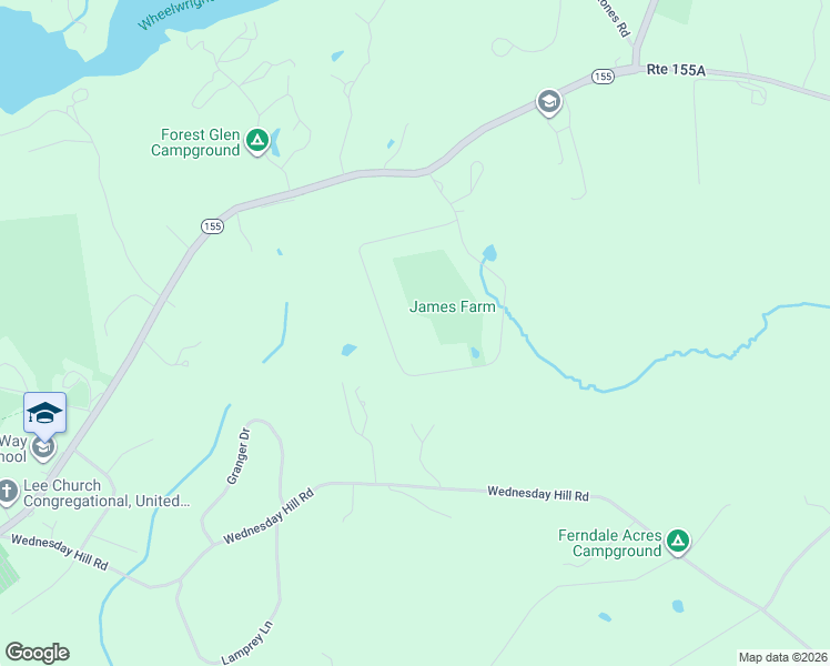 map of restaurants, bars, coffee shops, grocery stores, and more near 26 James Farm Road in Lee