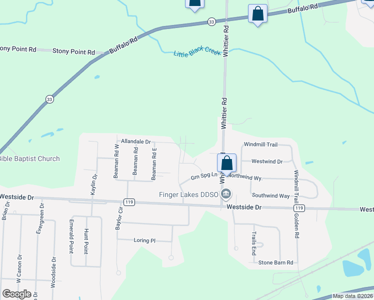 map of restaurants, bars, coffee shops, grocery stores, and more near 501 New Terrace Lane in Rochester