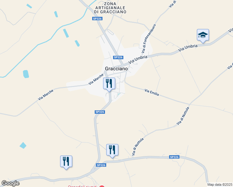 map of restaurants, bars, coffee shops, grocery stores, and more near 3 Via Abruzzo in Montepulciano