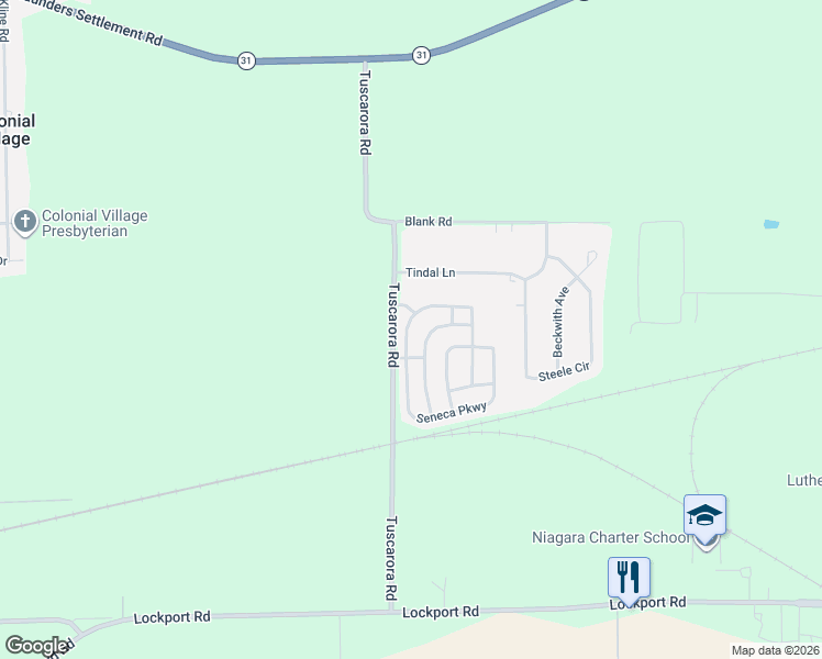 map of restaurants, bars, coffee shops, grocery stores, and more near 4227 Mohawk Parkway in Niagara County
