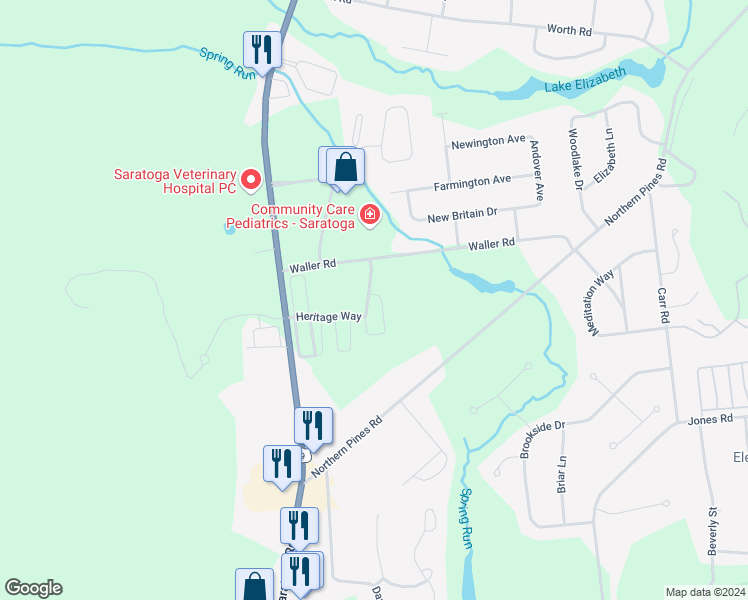 map of restaurants, bars, coffee shops, grocery stores, and more near 604 Heritage Way in Gansevoort