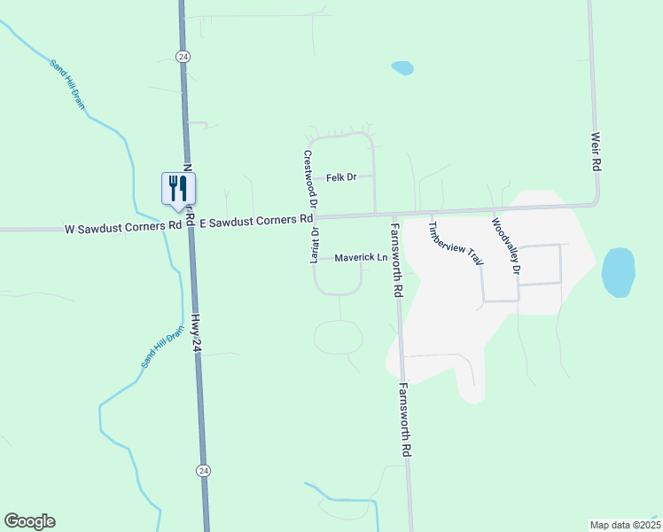 map of restaurants, bars, coffee shops, grocery stores, and more near 180 Maverick Lane in Lapeer