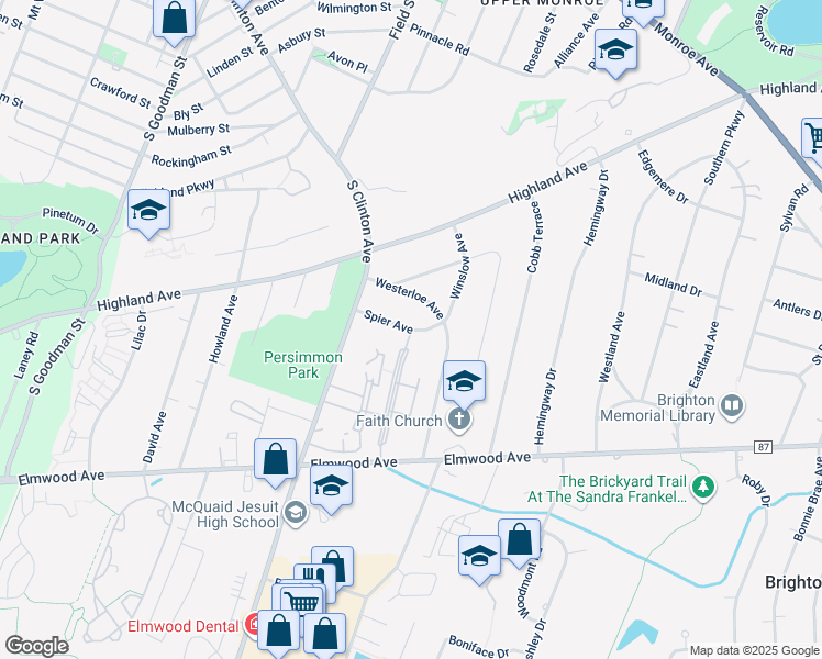 map of restaurants, bars, coffee shops, grocery stores, and more near 37 Spier Avenue in Brighton