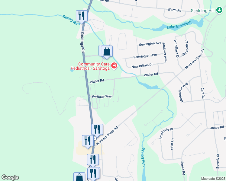 map of restaurants, bars, coffee shops, grocery stores, and more near 604 Heritage Way in Gansevoort