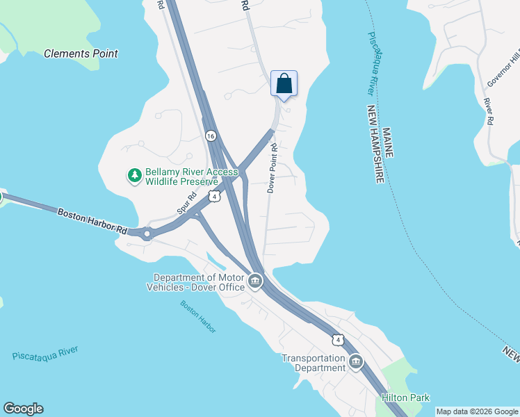 map of restaurants, bars, coffee shops, grocery stores, and more near 335 Dover Point Road in Dover