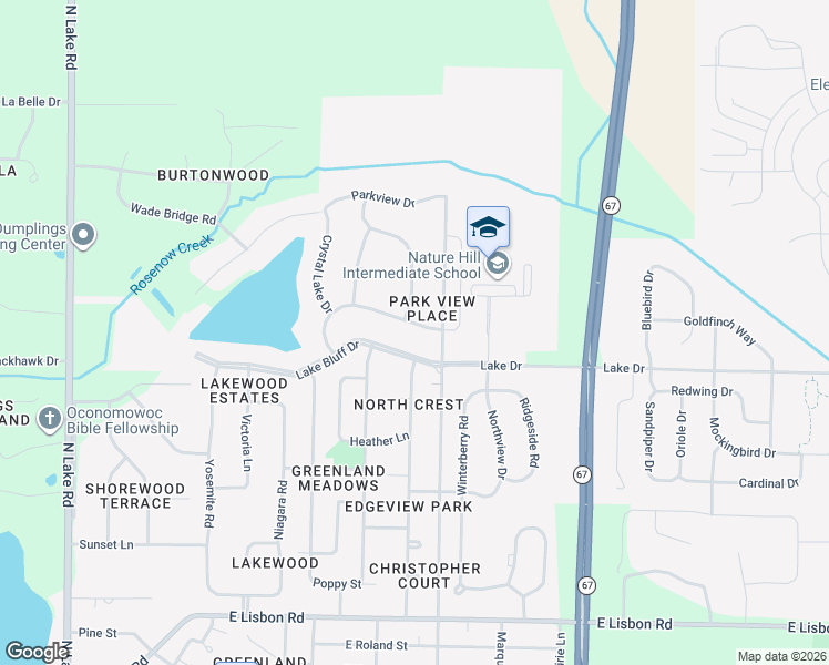 map of restaurants, bars, coffee shops, grocery stores, and more near 719 Skylark Dr in Oconomowoc