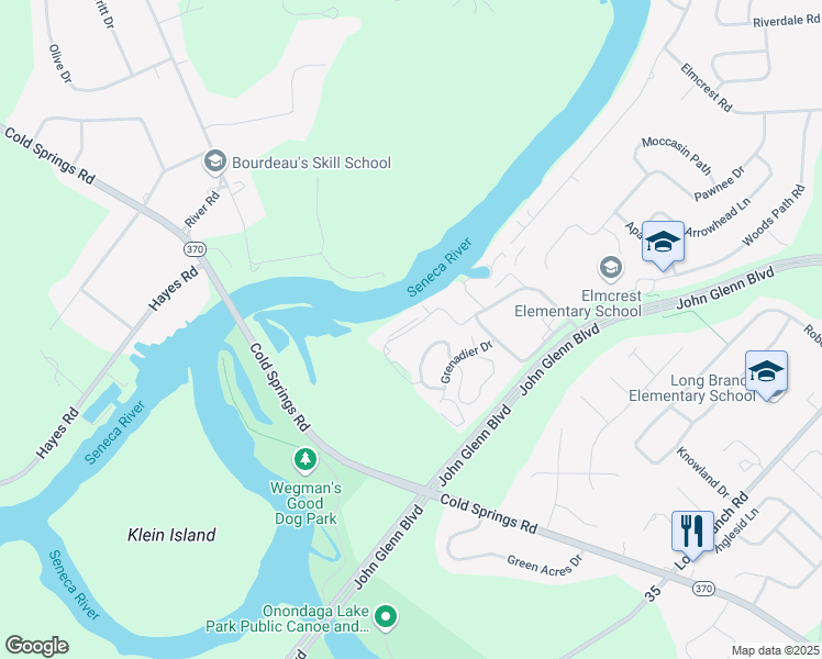 map of restaurants, bars, coffee shops, grocery stores, and more near Kings Park Drive Extension in Liverpool