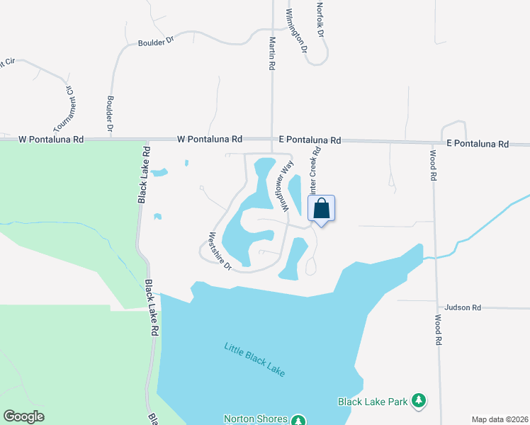 map of restaurants, bars, coffee shops, grocery stores, and more near 10 Watershore Drive in Norton Shores