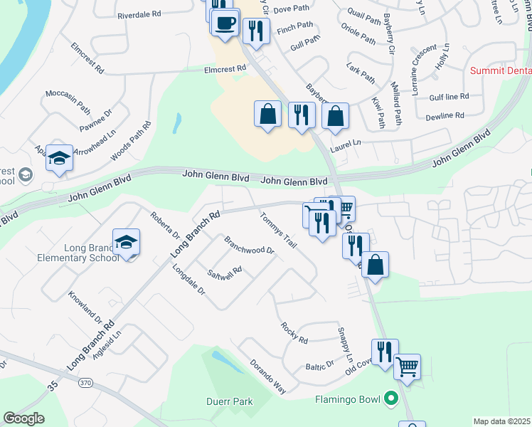 map of restaurants, bars, coffee shops, grocery stores, and more near 4184 Long Branch Road in Liverpool