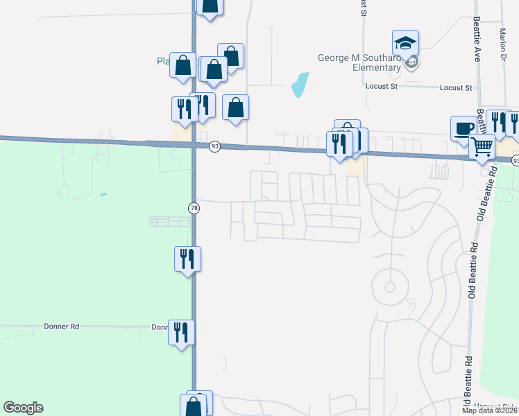 map of restaurants, bars, coffee shops, grocery stores, and more near 50 Willow Bend Drive in Lockport