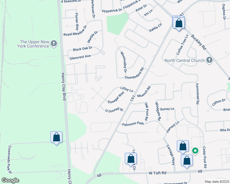 map of restaurants, bars, coffee shops, grocery stores, and more near 7406 Donegal Way in Liverpool