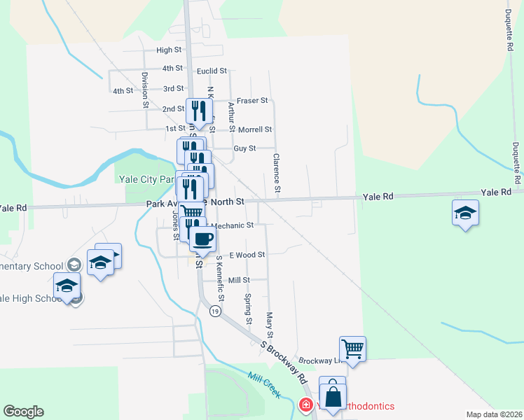 map of restaurants, bars, coffee shops, grocery stores, and more near 4 Mary Street in Yale