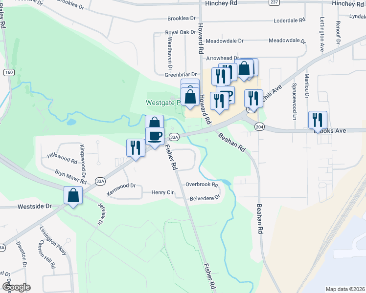map of restaurants, bars, coffee shops, grocery stores, and more near 139 Mareeta Road in Rochester