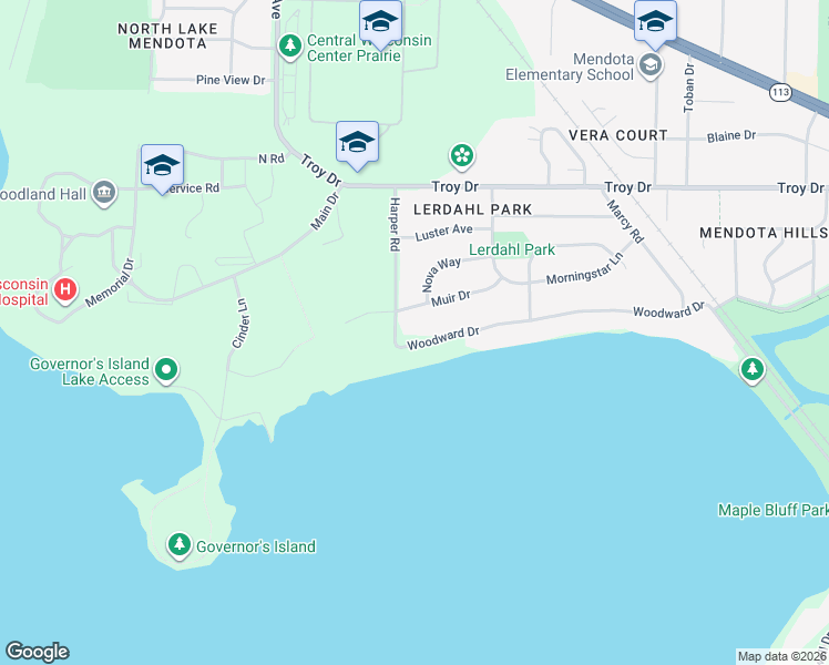 map of restaurants, bars, coffee shops, grocery stores, and more near 410 Woodward Drive in Madison