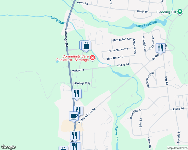 map of restaurants, bars, coffee shops, grocery stores, and more near 604 Heritage Way in Gansevoort
