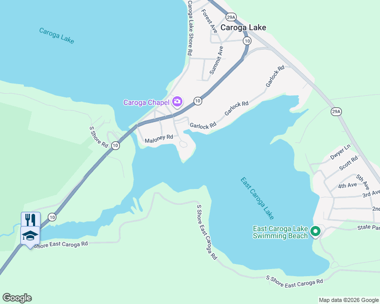 map of restaurants, bars, coffee shops, grocery stores, and more near 140 Kirchen Grove Road in Gloversville