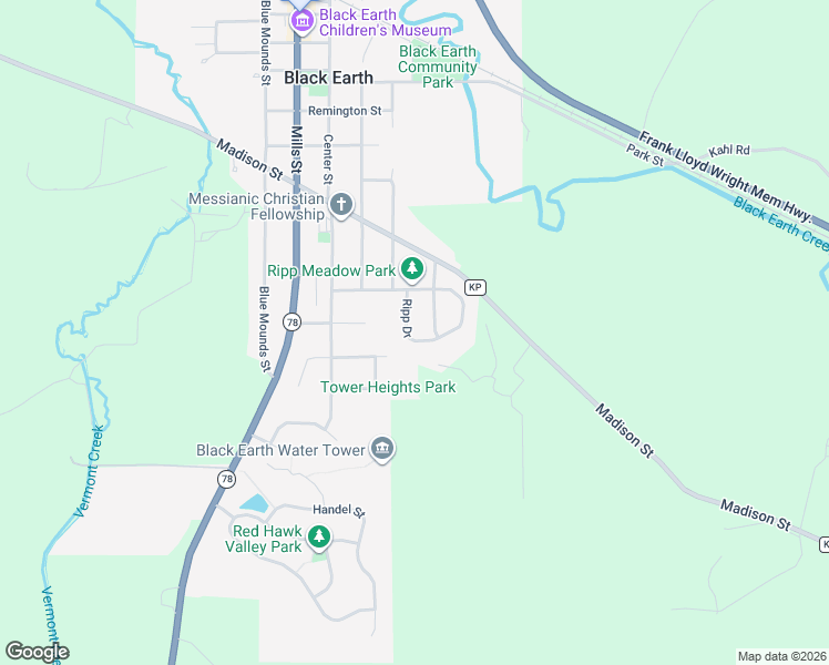 map of restaurants, bars, coffee shops, grocery stores, and more near 1115 Ripp Drive in Black Earth