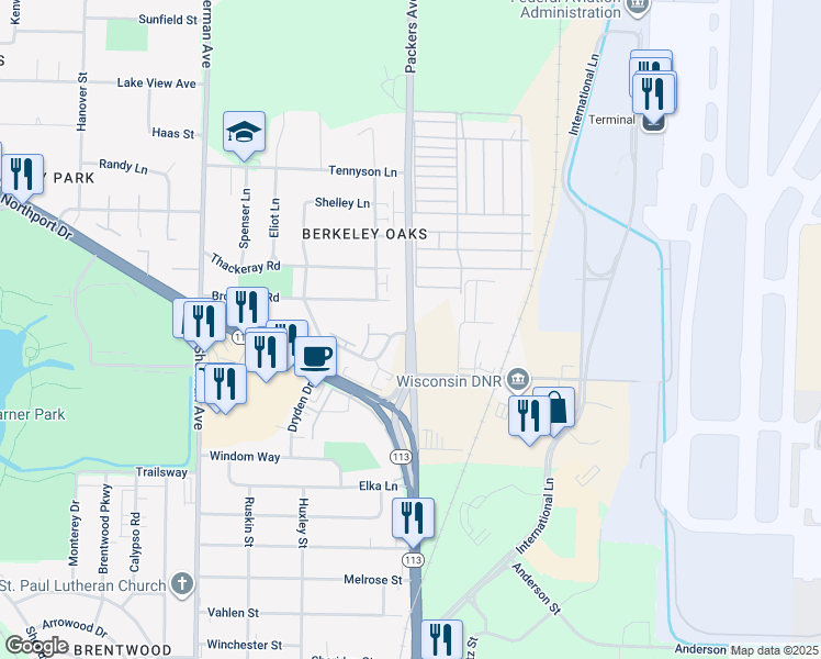 map of restaurants, bars, coffee shops, grocery stores, and more near in Madison
