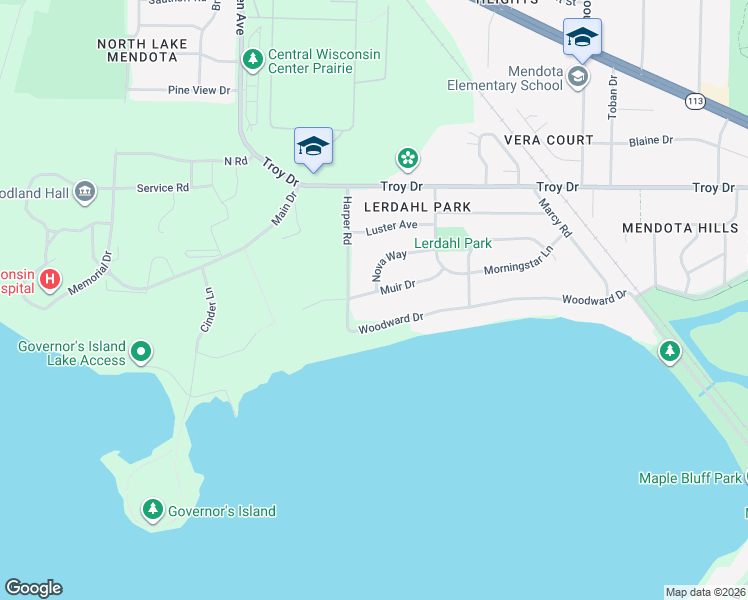 map of restaurants, bars, coffee shops, grocery stores, and more near 410 Woodward Drive in Madison