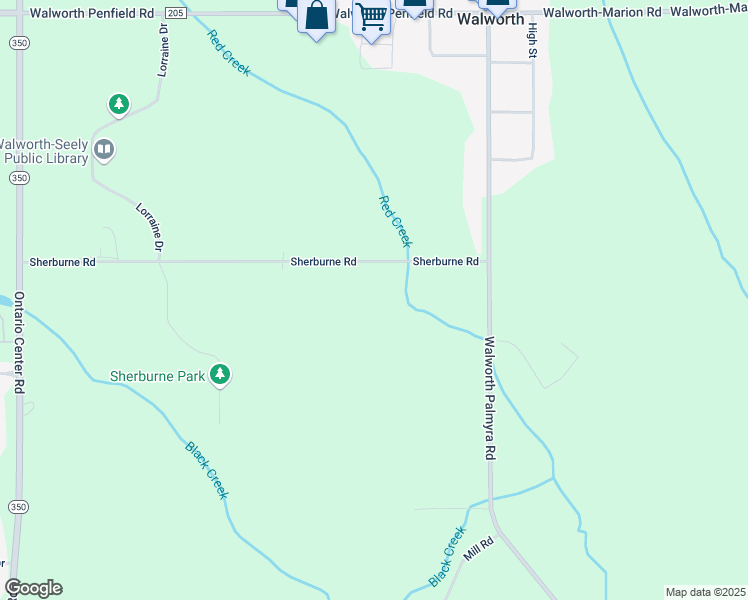 map of restaurants, bars, coffee shops, grocery stores, and more near 2150 Sherburne Road in Walworth