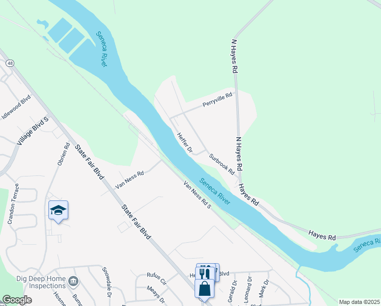 map of restaurants, bars, coffee shops, grocery stores, and more near 7451 Gordon Road in Baldwinsville