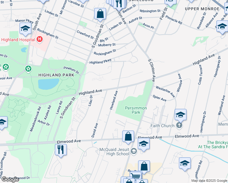 map of restaurants, bars, coffee shops, grocery stores, and more near 661 Highland Avenue in Brighton