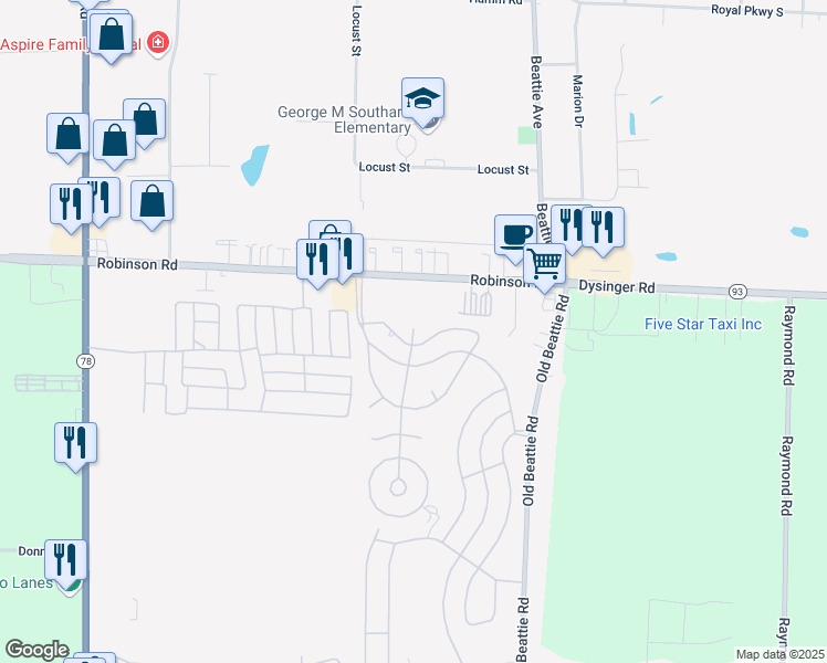 map of restaurants, bars, coffee shops, grocery stores, and more near 179 Ash Court in Lockport