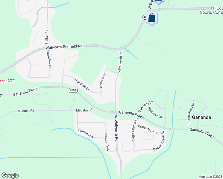 map of restaurants, bars, coffee shops, grocery stores, and more near 3488 County Road 204 in Macedon