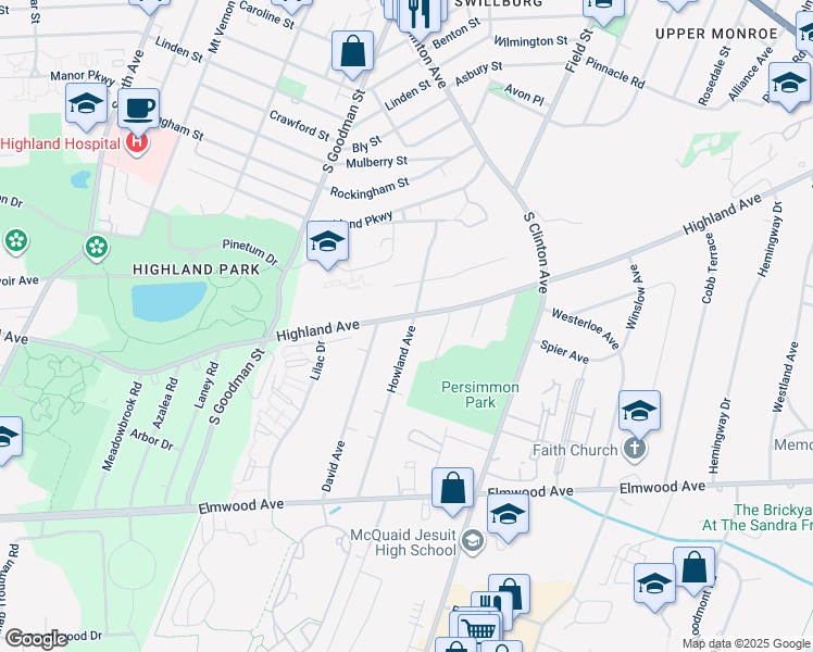 map of restaurants, bars, coffee shops, grocery stores, and more near 661 Highland Avenue in Brighton
