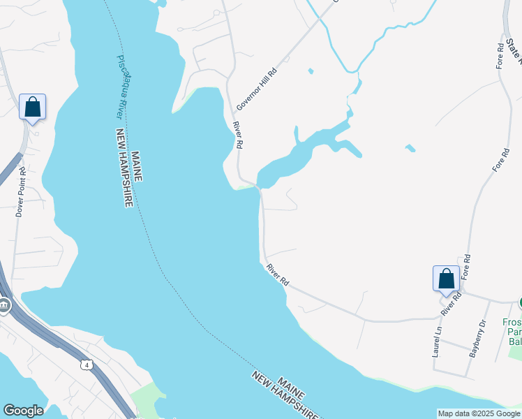 map of restaurants, bars, coffee shops, grocery stores, and more near 28 River Road in Eliot