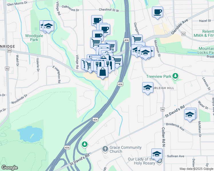map of restaurants, bars, coffee shops, grocery stores, and more near 20 Tremont Drive in St. Catharines