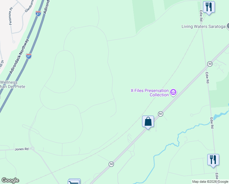 map of restaurants, bars, coffee shops, grocery stores, and more near 4258 New York 50 in Saratoga Springs