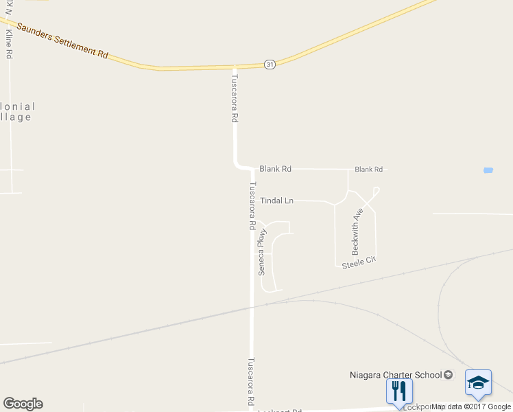 map of restaurants, bars, coffee shops, grocery stores, and more near 4709 Tuscarora Road in Niagara Falls