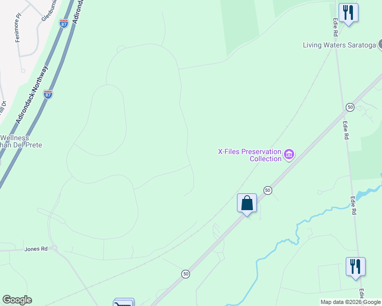 map of restaurants, bars, coffee shops, grocery stores, and more near 4258 New York 50 in Saratoga Springs