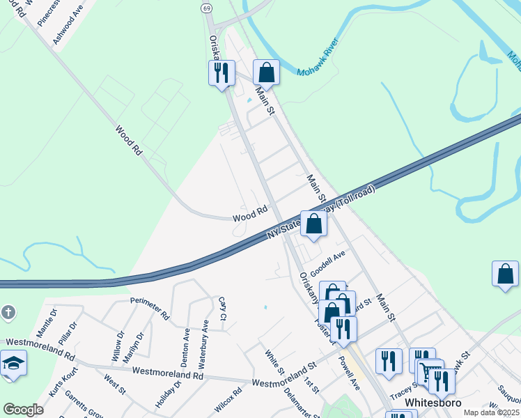 map of restaurants, bars, coffee shops, grocery stores, and more near 329-331 Oriskany Boulevard in Whitesboro