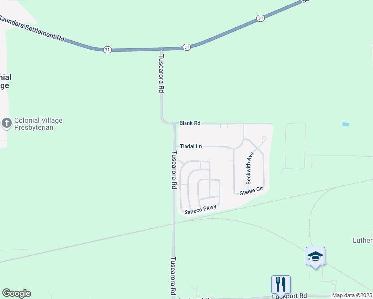 map of restaurants, bars, coffee shops, grocery stores, and more near 4725 Tuscarora Road in Niagara Falls