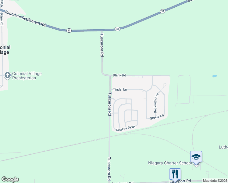 map of restaurants, bars, coffee shops, grocery stores, and more near 4709 Tuscarora Road in Niagara Falls