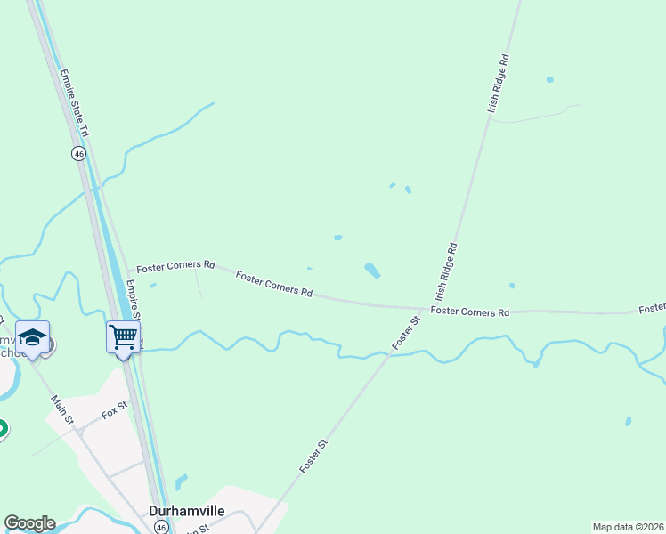 map of restaurants, bars, coffee shops, grocery stores, and more near 3387 Foster Corners Road in Durhamville