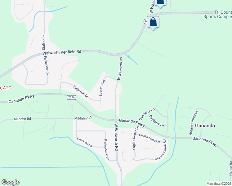 map of restaurants, bars, coffee shops, grocery stores, and more near 3488 County Road 204 in Macedon