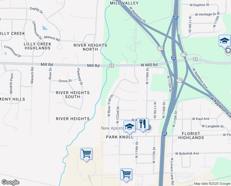 map of restaurants, bars, coffee shops, grocery stores, and more near 12228 West Lynx Avenue in Milwaukee