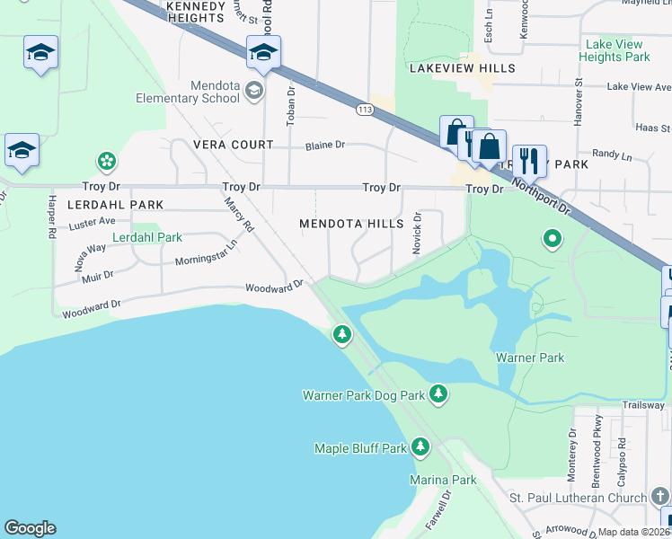 map of restaurants, bars, coffee shops, grocery stores, and more near 3610 Alpine Road in Madison