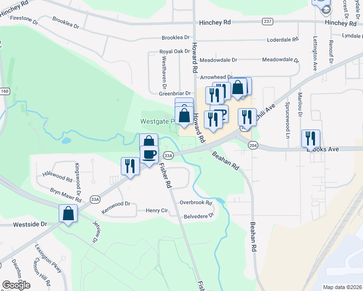 map of restaurants, bars, coffee shops, grocery stores, and more near 2184 Chili Avenue in Rochester