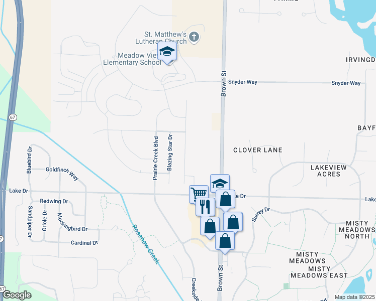 map of restaurants, bars, coffee shops, grocery stores, and more near 1441 Rosewood Pass in Oconomowoc