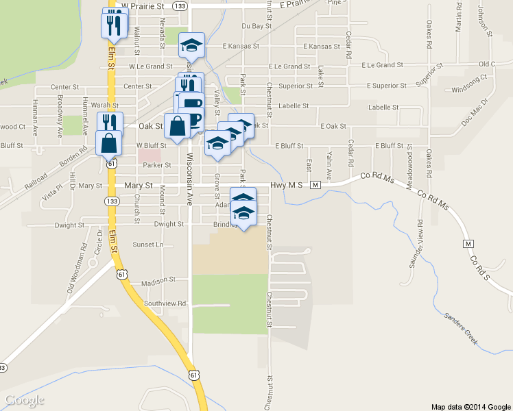 map of restaurants, bars, coffee shops, grocery stores, and more near 300-316 Adams St in Boscobel